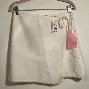 Ivory Cotton Faux Wrap Skirt